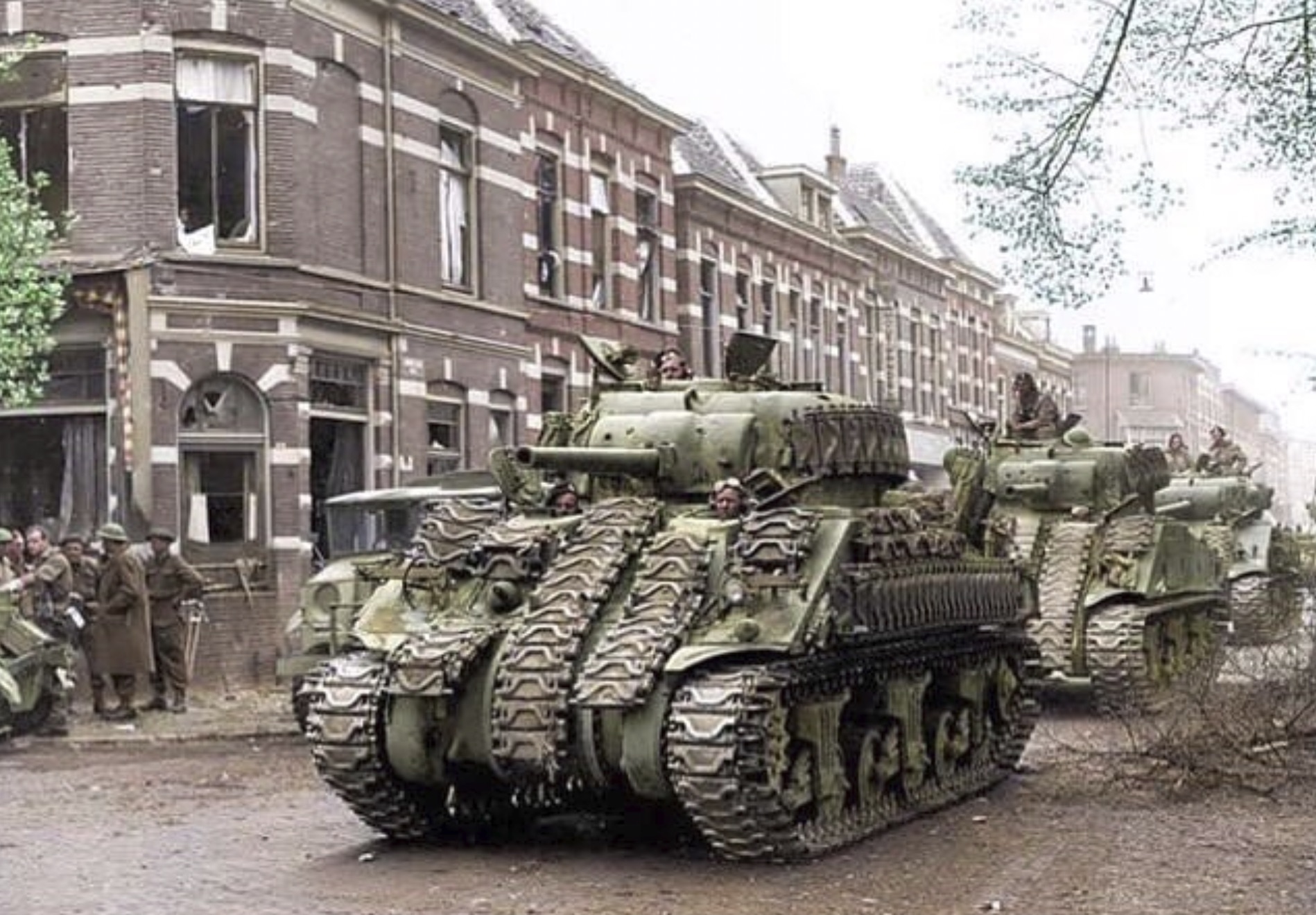 Canadian Sherman tanks in Arnhem 